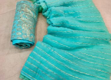 Pure Georgette Fabric With Zari Weaves In Saree (4)