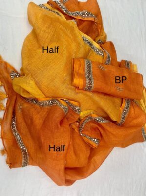 Pure Linen Hand Shaded Sequence Work Sarees (2)