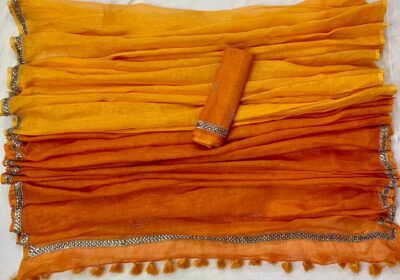 Pure Linen Hand Shaded Sequence Work Sarees (8)