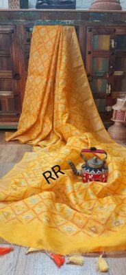 Pure Silk Linen Floral Sarees With Blouse 32 (27)