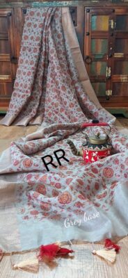 Pure Silk Linen Sarees With Beautiful Prints (2)