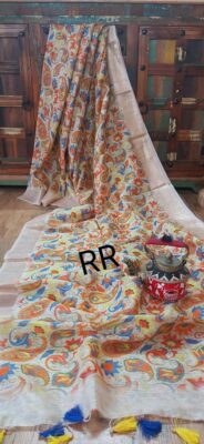 Pure Silk Linen Sarees With Beautiful Prints (22)