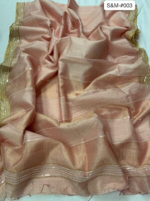 Pure Silk Linen With Zari Border With Blouse (5)