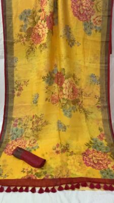 Purte Linen Printed Sarees With Blouse (10)