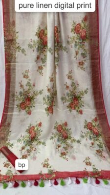 Purte Linen Printed Sarees With Blouse (20)