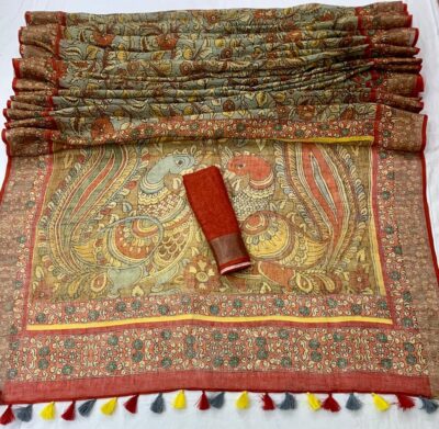 Purte Linen Printed Sarees With Blouse (30)