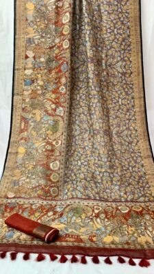 Purte Linen Printed Sarees With Blouse (33)