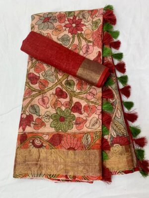 Purte Linen Printed Sarees With Blouse (35)
