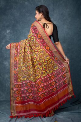 Purte Linen Printed Sarees With Blouse (37)