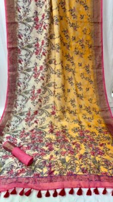 Purte Linen Printed Sarees With Blouse (44)