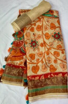Purte Linen Printed Sarees With Blouse (8)