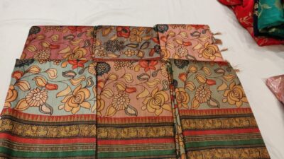 Tussar Silk Kalamkari Printed Sarees (5)