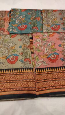 Tussar Silk Kalamkari Printed Sarees (7)
