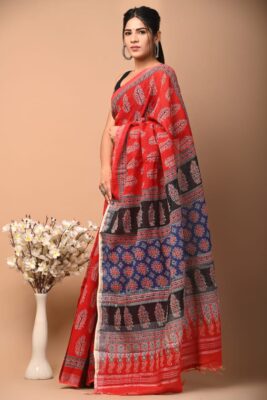 Hand Block Printed Soft Linen Sarees (19)