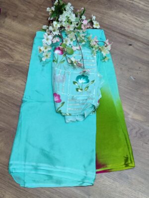 Pure Chinnon Sarees With Designr Blouse Online (1)