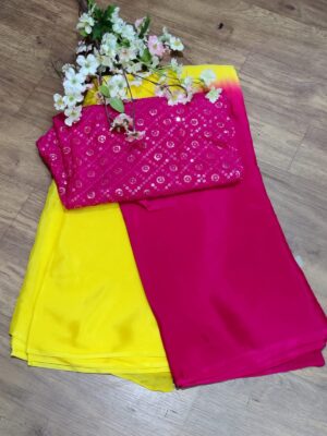 Pure Chinnon Sarees With Designr Blouse Online (10)