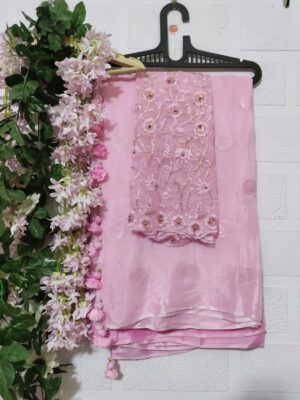 Pure Chinnon Sarees With Sequence (9)
