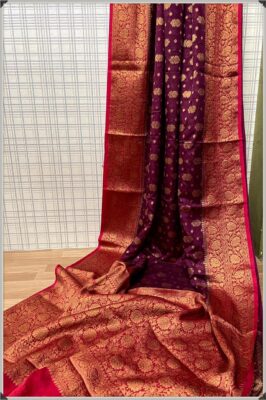 Latest Semi Georgette Sarees With Blouse (17)