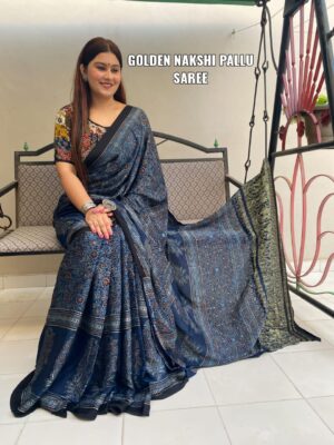 Pure Ajrakh Modal Silk Sarees With Price (10)