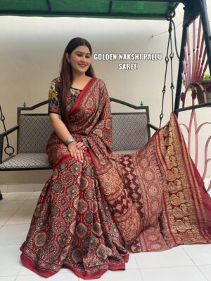 Pure Ajrakh Modal Silk Sarees With Price (12)