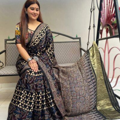 Pure Ajrakh Modal Silk Sarees With Price (15)