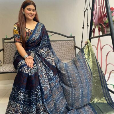 Pure Ajrakh Modal Silk Sarees With Price (16)