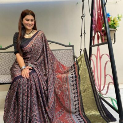 Pure Ajrakh Modal Silk Sarees With Price (18)