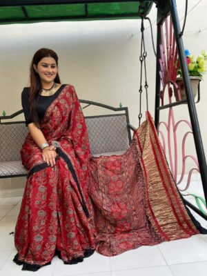 Pure Ajrakh Modal Silk Sarees With Price (2)