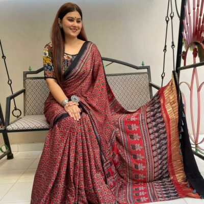 Pure Ajrakh Modal Silk Sarees With Price (20)