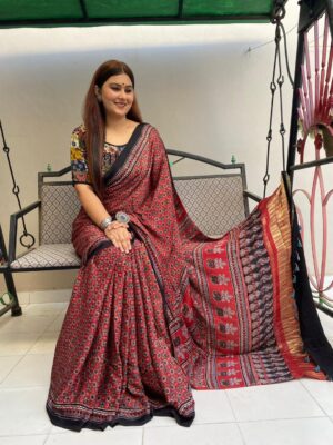 Pure Ajrakh Modal Silk Sarees With Price (25)