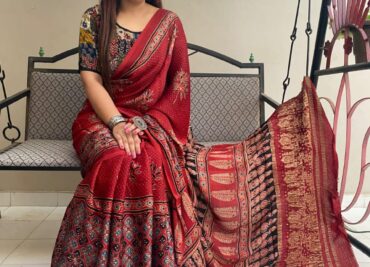 Pure Ajrakh Modal Silk Sarees With Price (8)