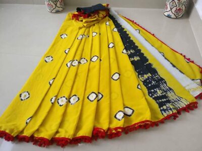 Pure Cotton Pompom Sarees With Blouse (13)