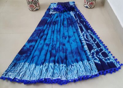 Pure Cotton Pompom Sarees With Blouse (22)