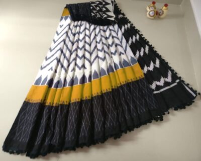 Pure Cotton Pompom Sarees With Blouse (31)