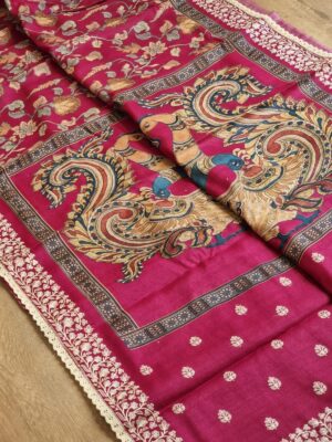 Pure Tussar Silk Kalamkari Printed Sarees (9)