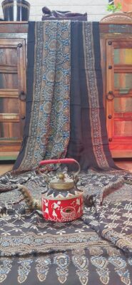 Ajrakh Modal Silk Sarees With Blouse (4)