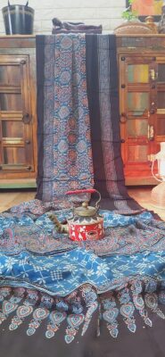 Ajrakh Modal Silk Sarees With Blouse (5)