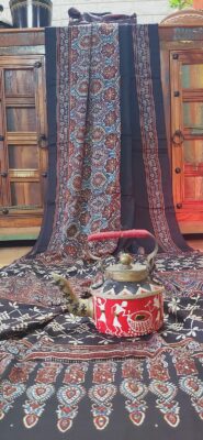 Ajrakh Modal Silk Sarees With Blouse (8)