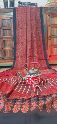Ajrakh Modal Silk Sarees With Blouse (9)