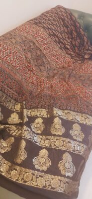 Ajrakh Modal Silk With Zari Pallu Sarees (10)