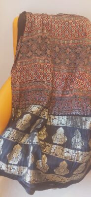 Ajrakh Modal Silk With Zari Pallu Sarees (11)
