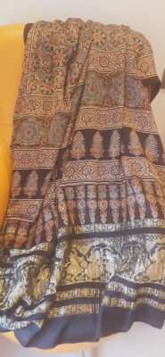 Ajrakh Modal Silk With Zari Pallu Sarees (2)