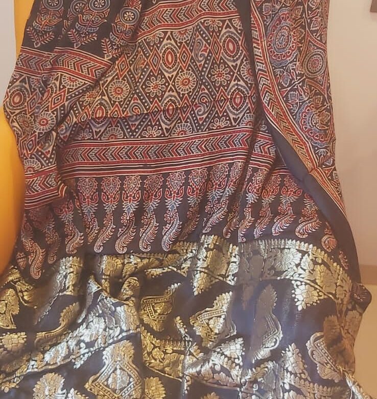 Ajrakh Modal Silk With Zari Pallu Sarees (9)