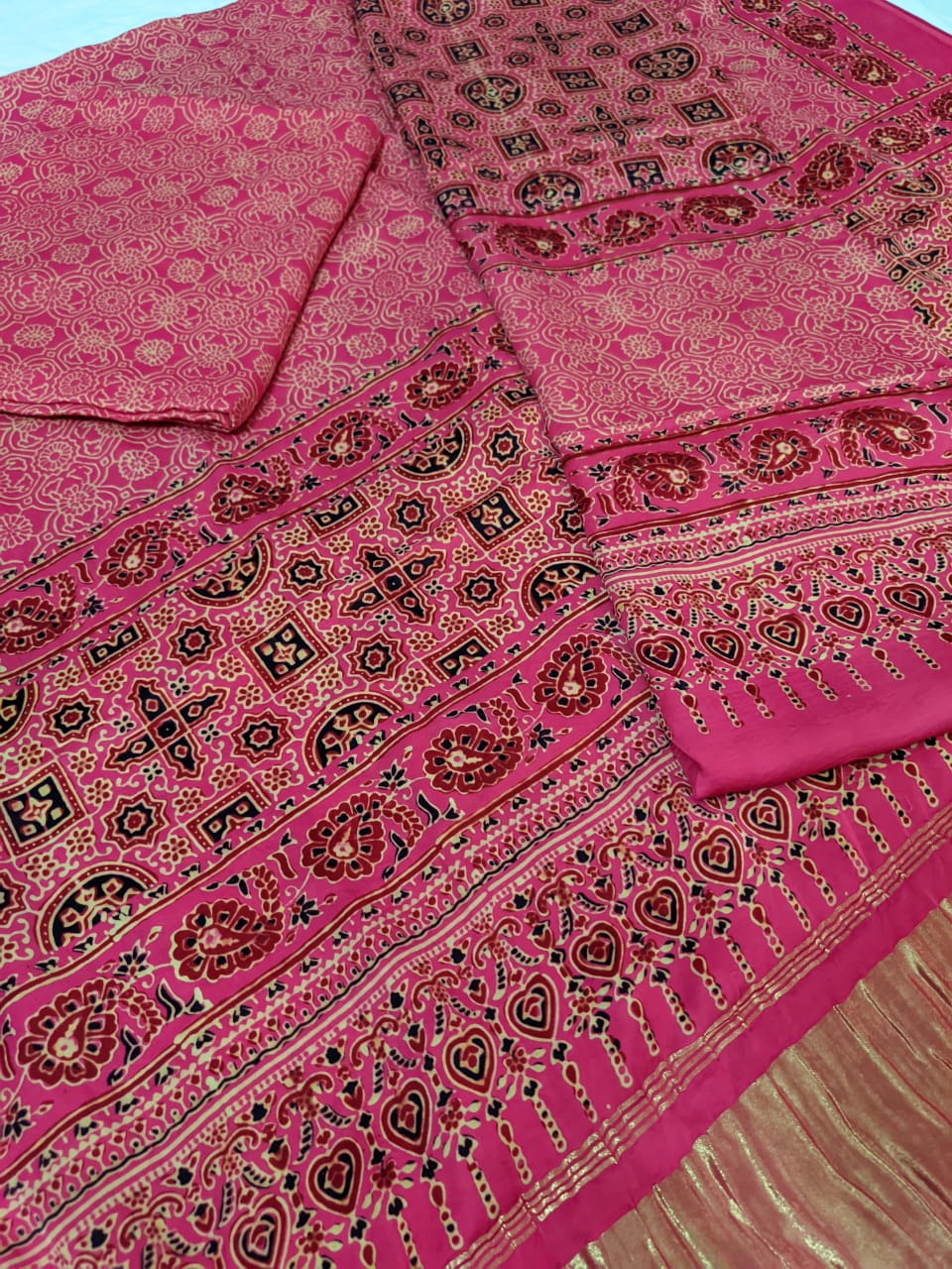 Modal Silk Full Ajrakh Printed Dress Materials | siri designers