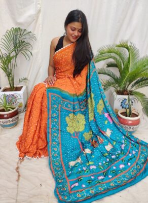 Modal Silk Sarees With Pichwai Print (6)