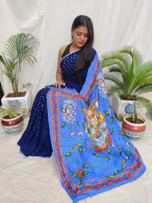 Modal Silk Sarees With Pichwai Print (8)