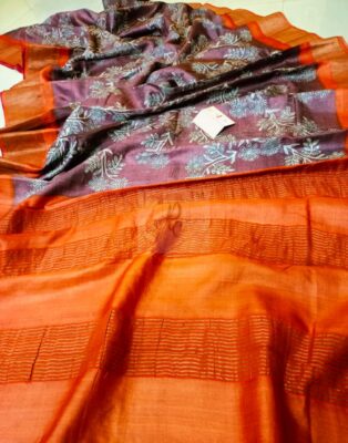 Pure Gachi Tussar Hand Block Printed Sarees (32)