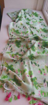 Pure Linen Printed Sarees With Out Border (1)