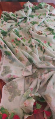 Pure Linen Printed Sarees With Out Border (2)