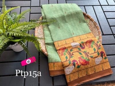Digital Printed Tussar Soft Silk Sarees (8)